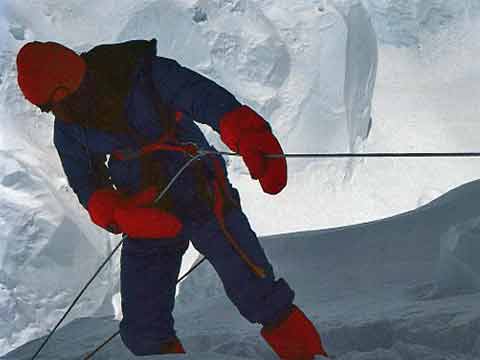 
Critically Ill and hallucinating, Reinhold Messner ropes down the Kangchenjunga North Face after going to the summit - All Fourteen 8000ers (Reinhold Messner) book
